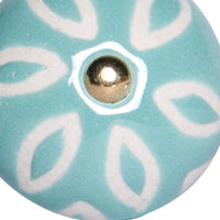 1.5" x 1.5" x 1.5" Turquoise White and Gold  Knobs 12 Pack
