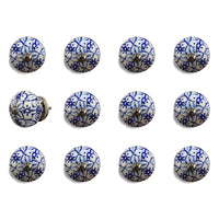 1.5" x 1.5" x 1.5" White Blue and Silver Knobs 12 Pack