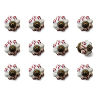1.5" x 1.5" x 1.5" White Burgundy and Copper Knobs 12 Pack