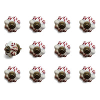 1.5" x 1.5" x 1.5" White Burgundy and Copper Knobs 12 Pack