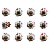 1.5" x 1.5" x 1.5" White Burgundy and Copper Knobs 12 Pack