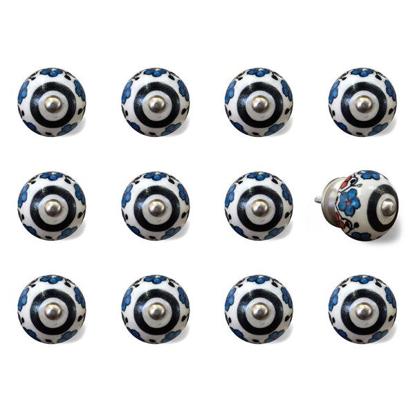 1.5" x 1.5" x 1.5" White Black and Navy  Knobs 12 Pack