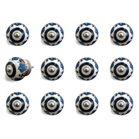 1.5" x 1.5" x 1.5" White Black and Navy  Knobs 12 Pack