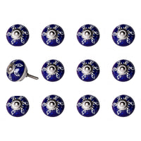 1.5" x 1.5" x 1.5" Navy White and Silver  Knobs 12 Pack
