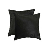 18" x 18" x 5" Black Torino Cowhide  Pillow 2 Pack