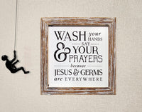 Distressed Brown Wash Your Hands Wall Art