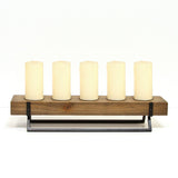 5-Candle Metal and Wood Holder Centerpiece