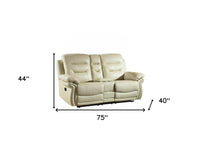 44" Comfortable Beige Leather Sofa