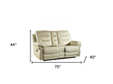 44" Comfortable Beige Leather Sofa