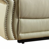 44" Comfortable Beige Leather Sofa