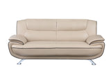 35" Sleek Beige Leather Sofa