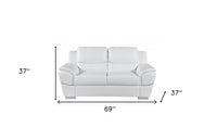 37" Chic White Leather Sofa