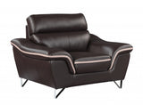 36" Contemporary Brown Leather Loveseat