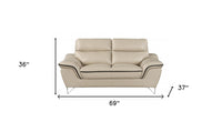 108" Charming Beige Leather Sofa Set