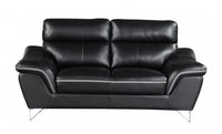 108" Charming Black Leather Sofa Set