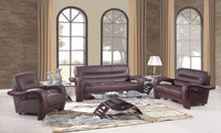 105" Glamorous Brown Leather Sofa Set