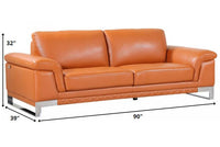 96" Lovely Camel Leather Sofa Set