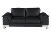 96" Lovely Black Leather Sofa Set