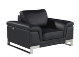 96" Lovely Black Leather Sofa Set