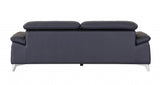 93" Navy Leather Sofa Set