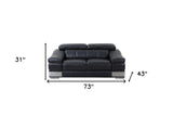 31to 39" Modern Black Leather Sofa