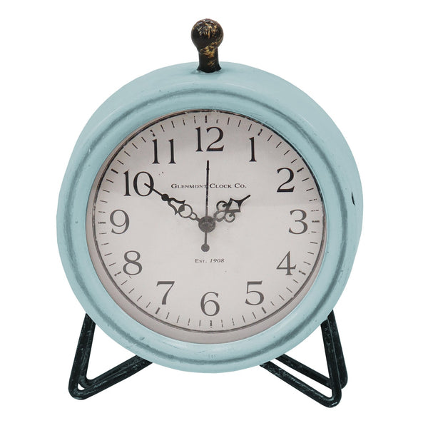 Rustic Blue  and Wood Table  or Desk Clock