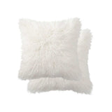 18" x 18" x 5" Off White Faux Fur  Pillow 2 Pack