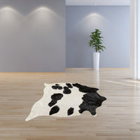 72" x 84" White and Black Cowhide  Rug