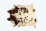 72" x 84" White and Brown Cowhide  Rug