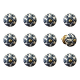 1.5" x 1.5" x 1.5" White Blue and Black  Knobs 12 Pack