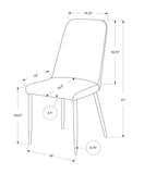 33" x 36" x 74" White Foam Metal Leather Look  Dining Chairs 2pcs