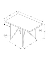31.5" x 47.5" x 30" Cappuccino Hollow Core Particle Board Metal  Dining Table