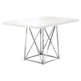 36" x 48" x 31" White  Gloss Particle Board and Chrome  Metal  Dining Table