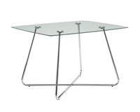 31" Chrome Metal and Clear Tempered Glass Dining Table