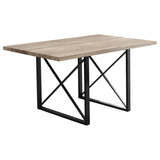 36" x 60" x 30" Dark Taupe  Black  HollowCore  Particle Board  Metal  Dining Table
