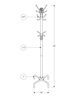 19" x 19" x 70" White  Metal  Coat Rack