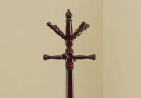 Cherry Solid Wood Finish Coat Rack with Triple Tiered Coat Stand
