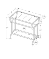 12" x 24" x 22" Dark Taupe with Black Coated  Metal and Clea  Tempered Glass  Accent Table