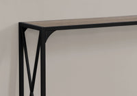 12" x 48" x 32" Dark Taupe Finish  and Black Metal Accent Table
