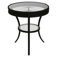 22.5" x 22.5" x 24" Black Clear Tempered Glass Metal Accent Table