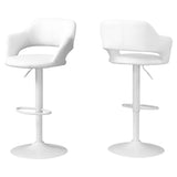 21" x 22.5" x 36" White Foam Metal Leather Look  Barstool