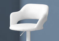 21" x 22.5" x 36" White Foam Metal Leather Look  Barstool