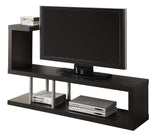 35.25" Cappuccino Particle Board Hollow Core and Silver Metal TV Stand
