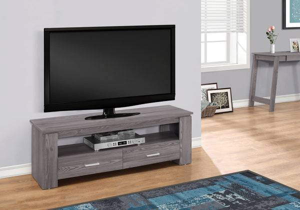 16.25" Cappuccino Particle Board and Laminate TV Stand with 2 Storage Drawers