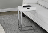 24.5" White Finish and Chromed Metal Accent Table