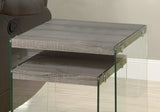 35.5" x 35.5" x 35.5" Dark Taupe Clear Particle Board Tempered Glass  2pcs Nesting Table Set