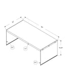 22" x 44" x 16" Dark Taupe  Tempered Glass  Coffee Table