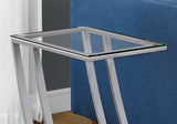 15.75" x 12" x 24" Black Clear Metal Tempered Glass Accent Table
