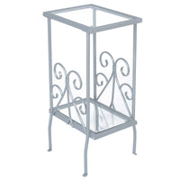 12" x 16" x 30" Silver Clear Metal Tempered Glass  Accent Table