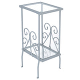 12" x 16" x 30" Silver Clear Metal Tempered Glass  Accent Table